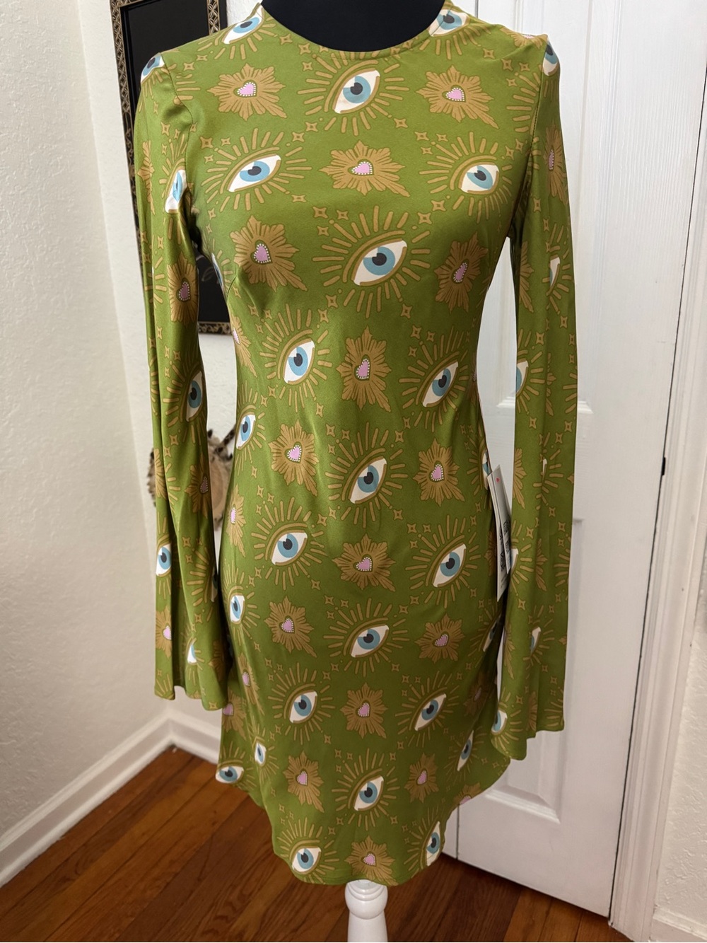 Never Fully Dressed Khaki Eye Mini Soho Dress US 4 Green NWT